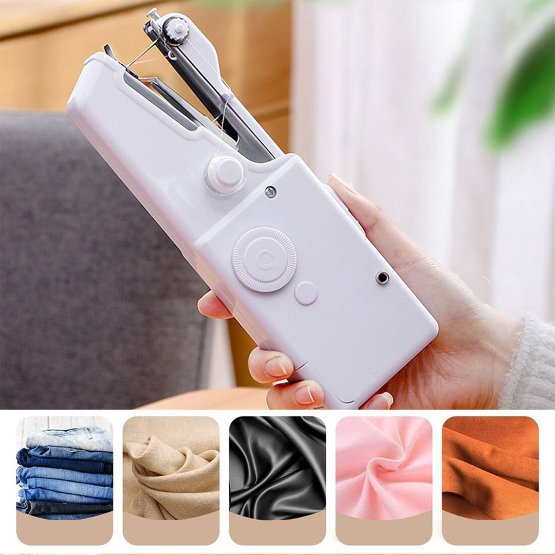 Red Mini Sewing Machines Needlework Cordless Hand-Held Clothes Useful  Portable Sewing Machines Handwork Tools Accessories