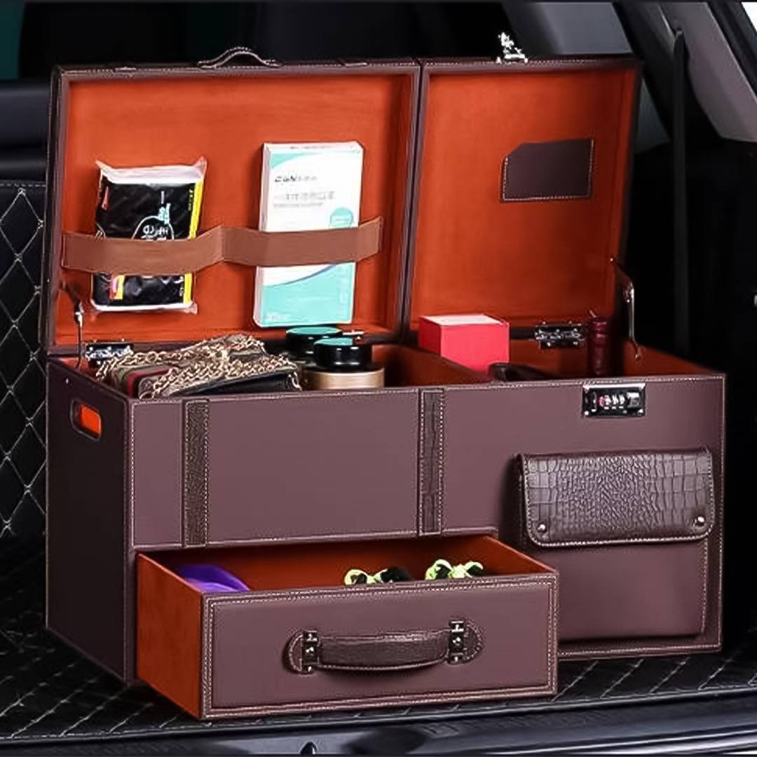 Storage Box PU Leather Multipurpose Collapsible Car Trunk Storage