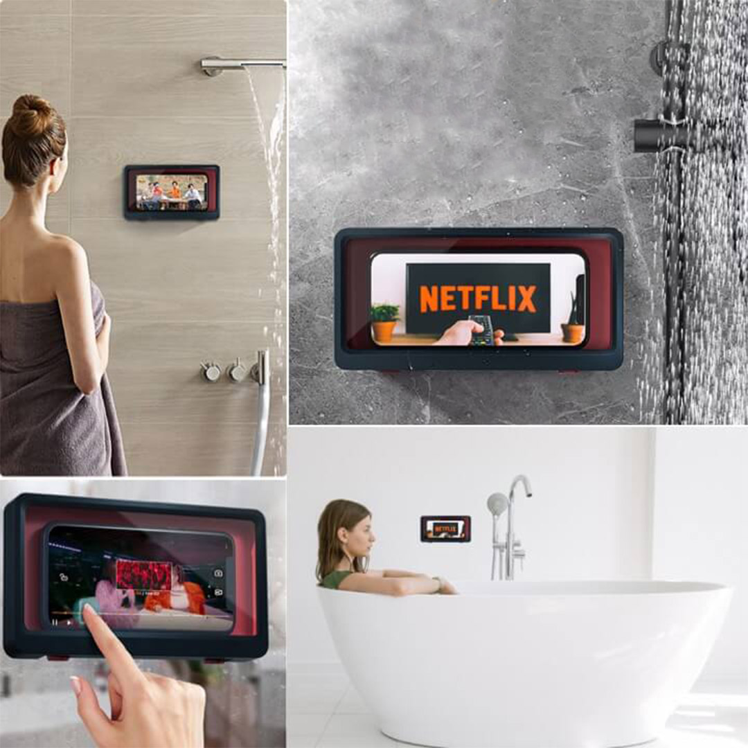 Waterproof Shower Phone Holder with Adhesive for Wall-Mounted