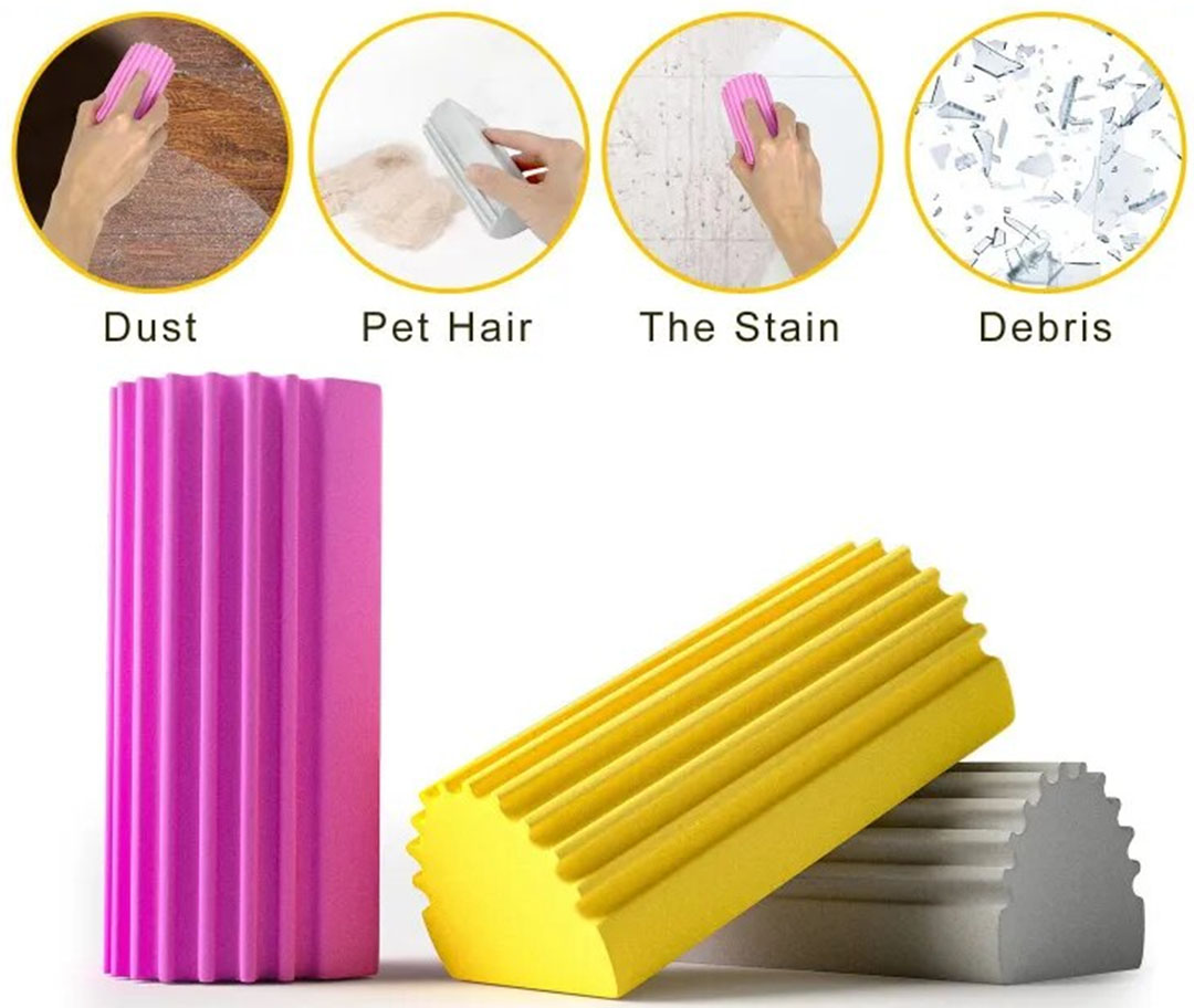  5-Pack Damp Duster, Duster Sponge, Cleaning Tool for Blinds,  Mirrors, Floor,Railings and Ceiling Fans, Reusable Damp Duster Sponge.  (Grey、Yellow) : Health & Household