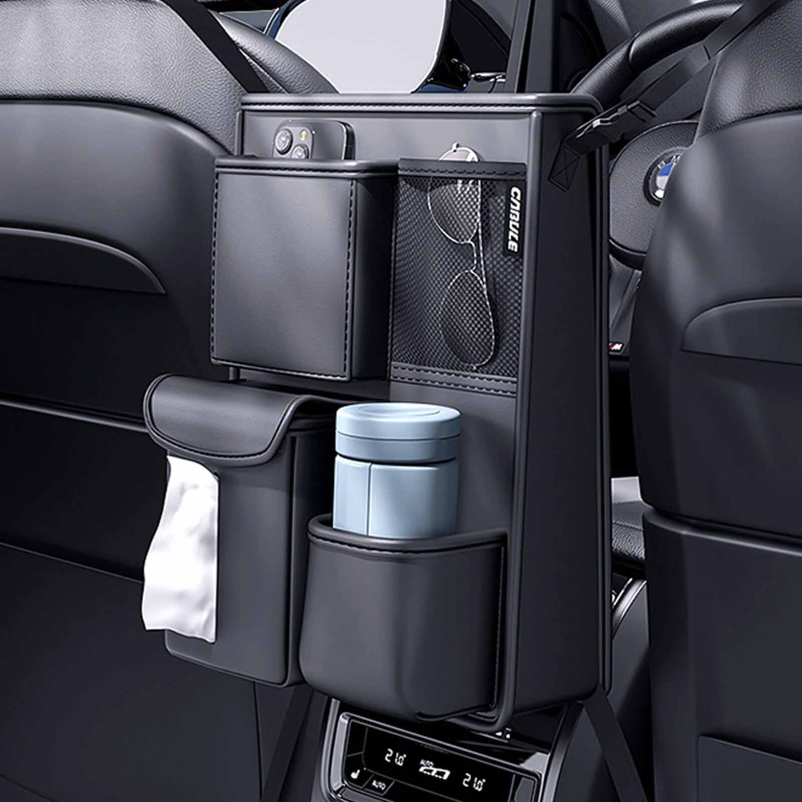 Car Storage Pocket Car Seat Middle Hanger Storage Bag Auto Handbag Holder  Between Seats Tissue Water Cup Pockets Car Accessories