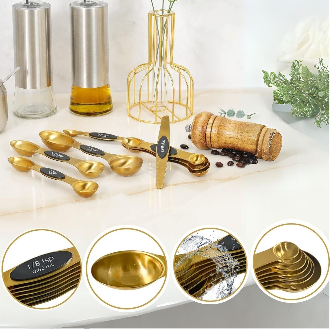 5 Piece Magnetic Measuring Spoon Set (Gold) 