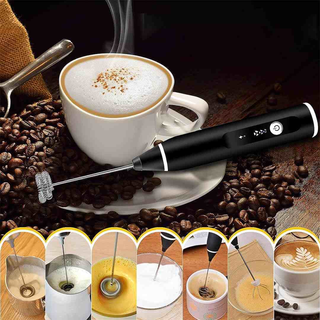 Handheld Electric Milk Frother ,Coffee Foam Maker, with Single/Double Head  Stainless Steel Whisks,Great For Cafe Shops, Drink Stores And Restaurants